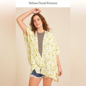 Maurices one size yellow and green floral kimono